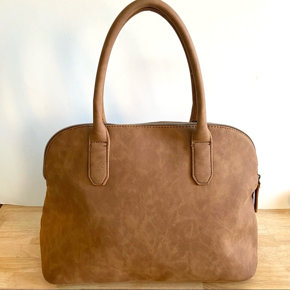 Kenneth Cole Reaction Tan Vegan Leather Satchel Handbag - Picture 2 of 11